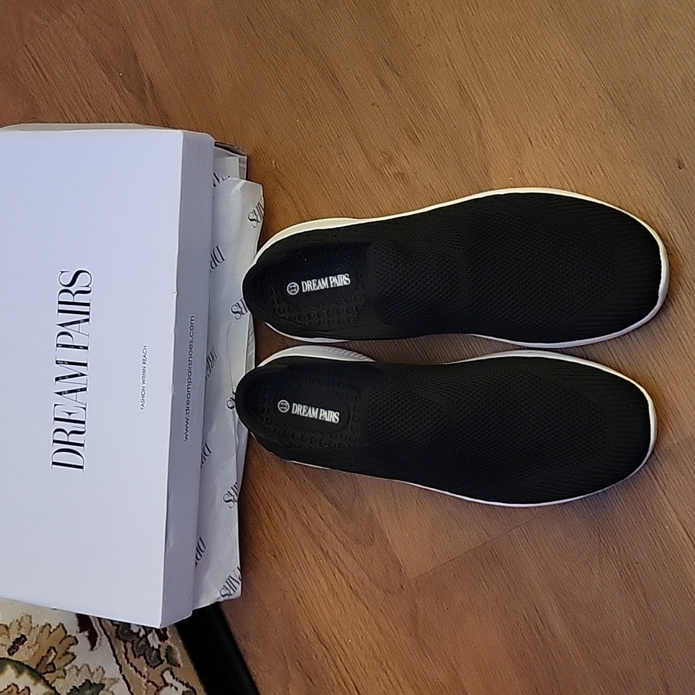 DREAM PAIRS black mules slipon sneakers knit lightweight breathable size…11 NEW